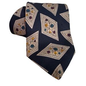 Christian Dior Monsieur Men’s Navy Multicolor Silk Tie One Size Vintage 80’s